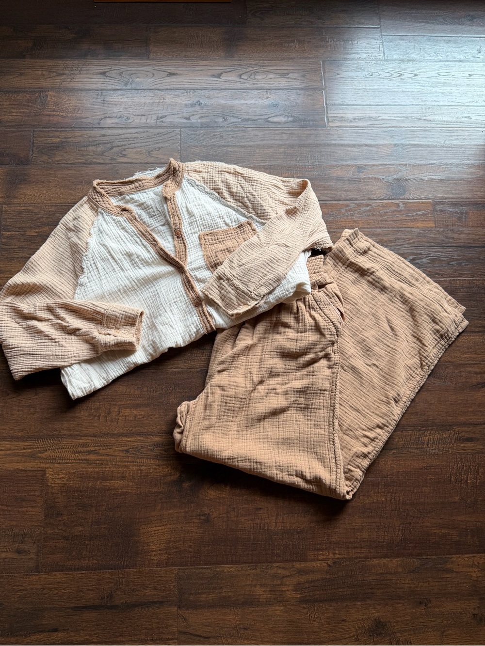 Aerie Gauzy Coverup Top and Bottoms Set Beach Cotton Oversized Lounge Size Large